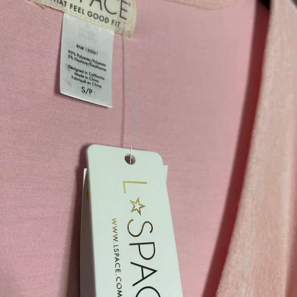 L*SPACE NWT LIGHT PINK LONG SLEEVES MINI DRESS SIDE RUCHING, STRETCH SZ: SMALL - Picture 5 of 9